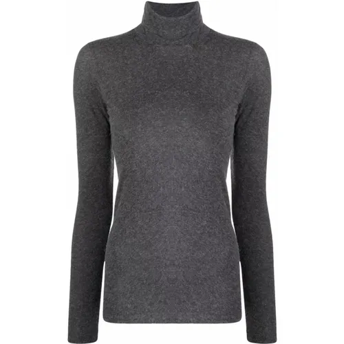 Grauer Baumwoll-Kaschmir-Mix Hoher Kragen Pullover - majestic filatures - Modalova