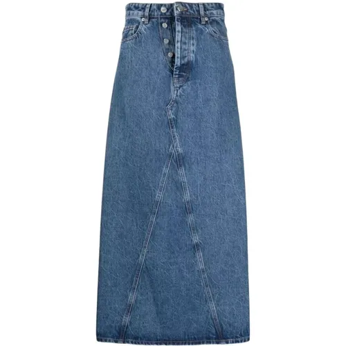 Cotton Denim Maxi Skirt , female, Sizes: XS - Ganni - Modalova