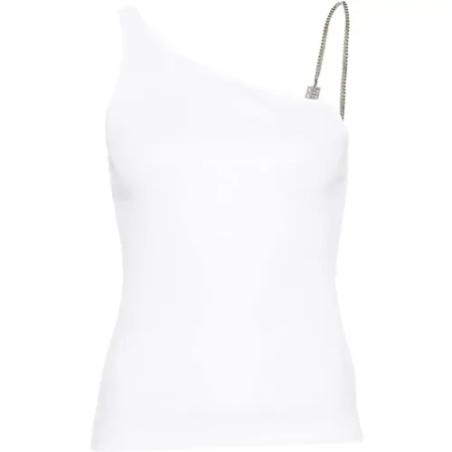 Weiße Rippstrick-Top mit 4G-Plakette , Damen, Größe: M - Givenchy - Modalova
