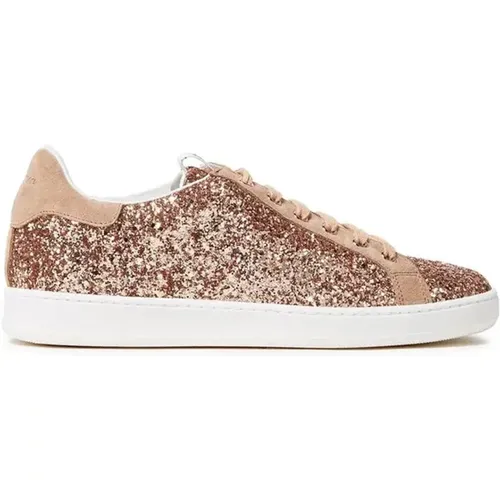 Rose Gold Glittered Woven Sneakers , female, Sizes: 2 UK - Sergio Rossi - Modalova