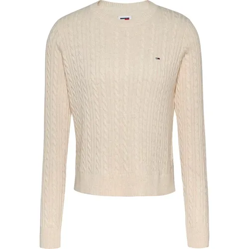 Cremefarbener Crewneck Pullover Klassischer Stil - Tommy Jeans - Modalova