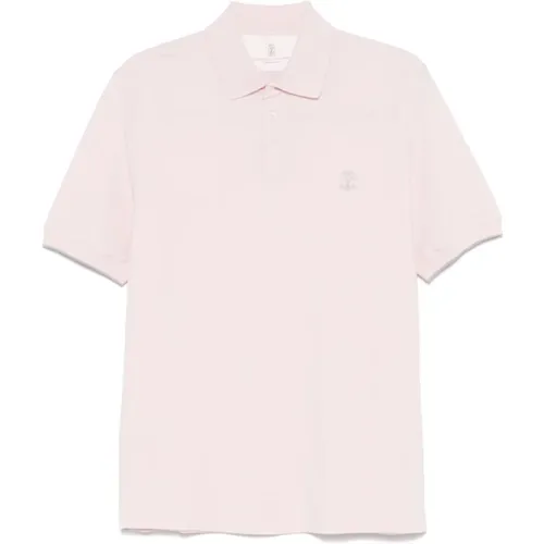 Rosa Polo mit Wappenlogo , Herren, Größe: XL - BRUNELLO CUCINELLI - Modalova