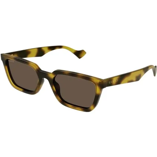 Stylish Sunglasses in Yellow and Brown , male, Sizes: ONE SIZE, 55 MM - Gucci - Modalova