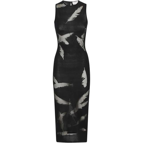 Silk Viscose Sheath Dress With Feather Inlay - Größe XS - alexander mcqueen - Modalova