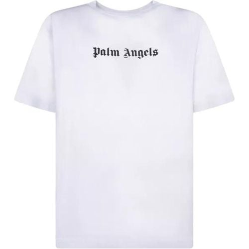 White Round Neck Cotton T-Shirt - Größe L - Palm Angels - Modalova