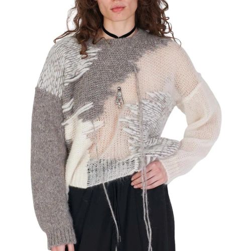 Pull col Rond patch ajours fils Ecru Taupe Isabel - Größe L - Isabel Benenato - Modalova