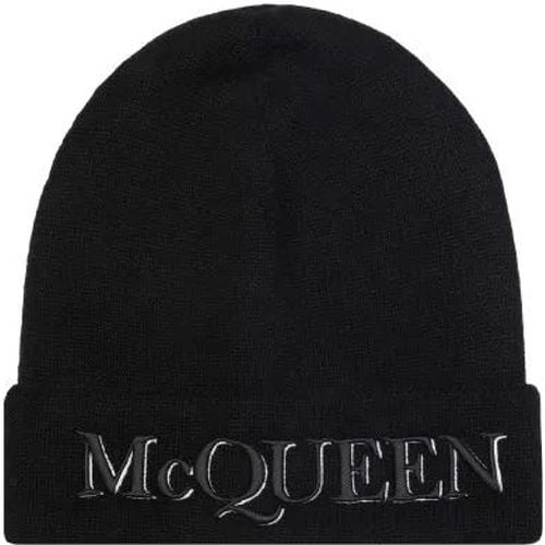 Caps & Mützen - Black Cashmere Hat With Logo - Gr. M - in - für Damen - alexander mcqueen - Modalova