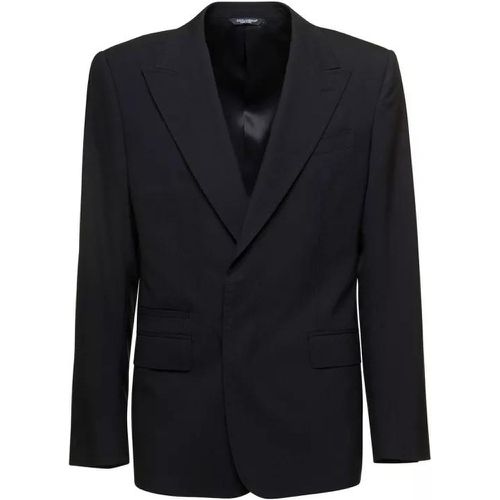 New Sicilia' Black Single-Breasted Jacket With Con - Größe 48 - black - Dolce&Gabbana - Modalova