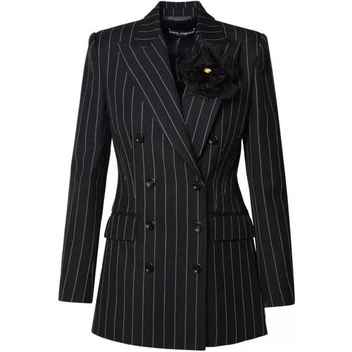 Black Virgin Wool Blazer - Größe 42 - black - Dolce&Gabbana - Modalova