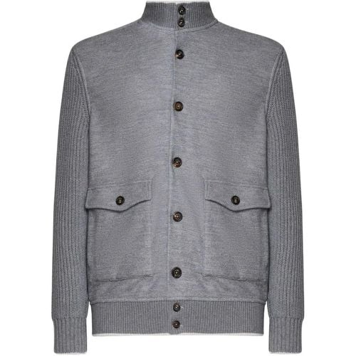 Ribbed Detailing Buttoned Jacket - Größe L - Eleventy - Modalova