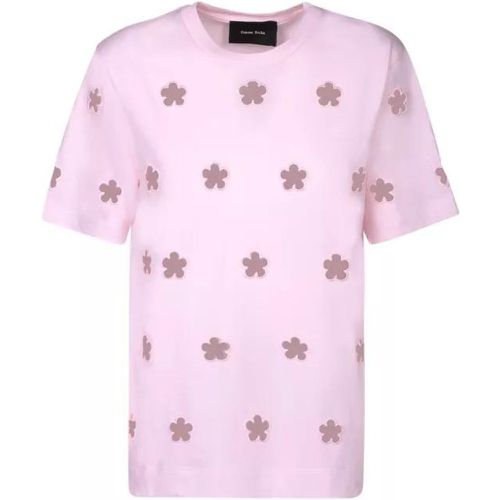 T-Shirt With Floral Cut-Out Detail In - Größe L - pink - Simone Rocha - Modalova