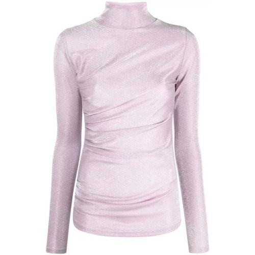 Glittery Gathered High-Neck T-Shirt - Größe 38 - pink - MSGM - Modalova