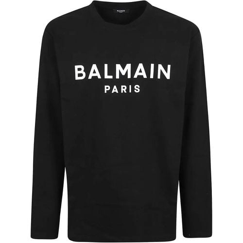 Long Sleeve Crew Neck T-Shirt With Logo Detail - Größe L - Balmain - Modalova