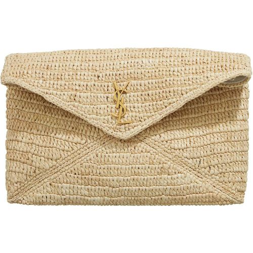 Pochettes - Cassandre Large Envelope Pouch In Raffia - Gr. unisize - in - für Damen - Saint Laurent - Modalova