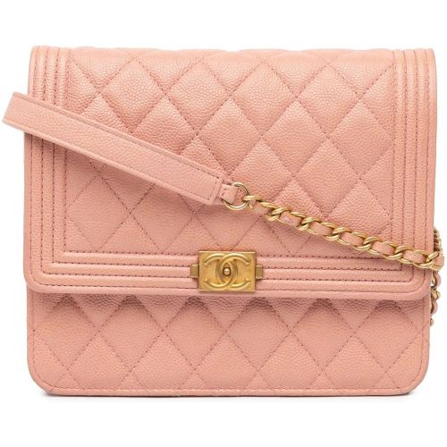 Portemonnaie - Quilted Caviar Square Boy Wallet On Chain - Gr. unisize - in Gold - für Damen - Chanel - Modalova