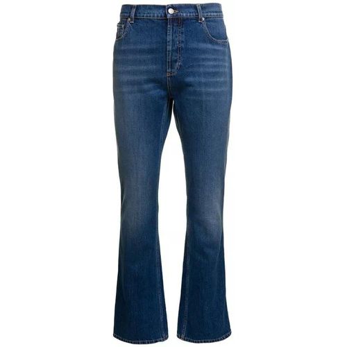 Blue Flared Jeans With Logo Patch In Cotton Denim - Größe 50 - blue - alexander mcqueen - Modalova