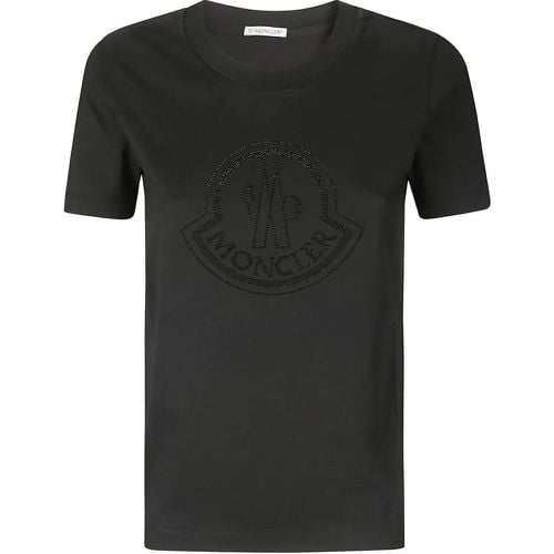 Short-Sleeved T-Shirt With Front Rhinestones - Größe L - Moncler - Modalova