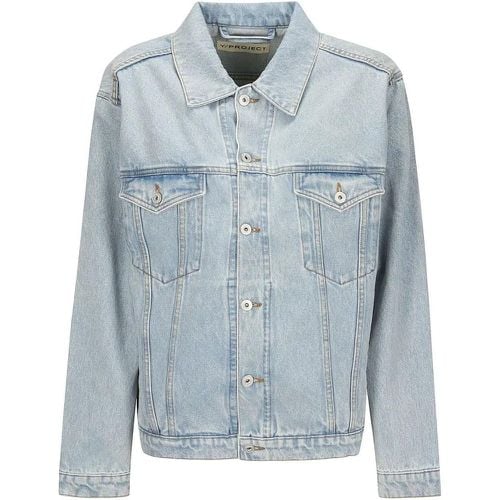 Denim Jacket With Spread Collar And Front Pockets - Größe M - Paris Best - Modalova