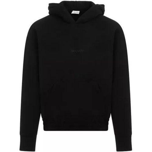 Black Cotton Hoodie - Größe L - black - Saint Laurent - Modalova