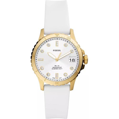 Uhr - FB-01 Three-Hand Date Silicone Watch - Gr. unisize - in Weiß - für Damen - Fossil - Modalova