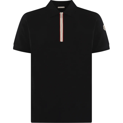 Heren Tricolour Trim Polo Zwart - Größe L - Moncler - Modalova