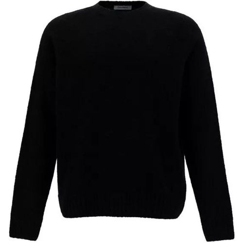 Black Crewneck Sweater With Ribbed Trims In Alpaca - Größe 50 - black - Gaudenzi - Modalova