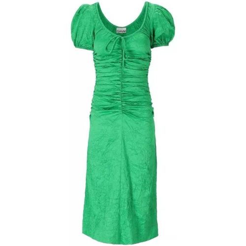 Green Satin Midi Dress - Größe M - green - Ganni - Modalova