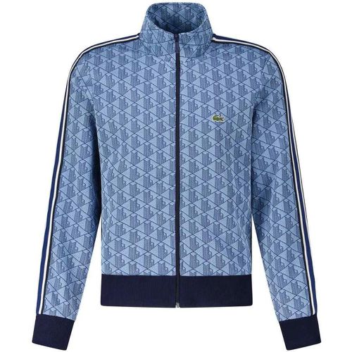 Sweatjacke mit Jacquard-Monogramm und Logo-Detail - Größe L - blau - Lacoste - Modalova