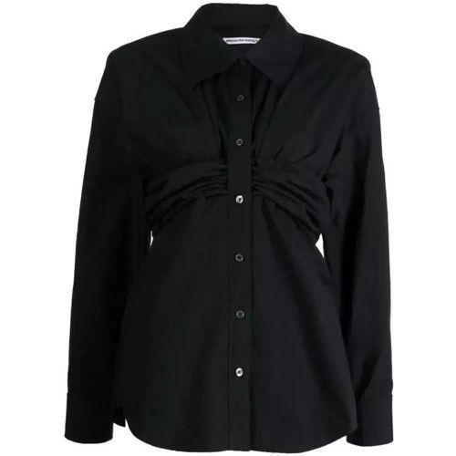 Ruched-Detail Cotton Shirt - Größe 2 - black - alexander wang - Modalova