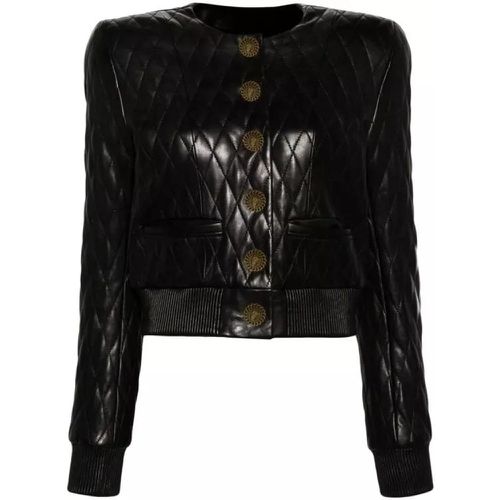 Black Quilted Leather Jacket - Größe 38 - black - Balmain - Modalova