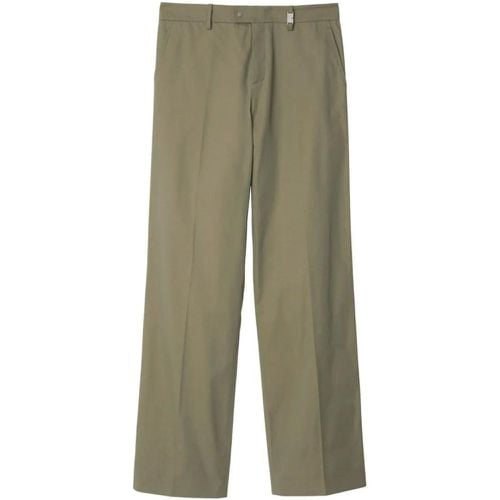 Khaki Trousers With Logo - Größe 48 - Burberry - Modalova