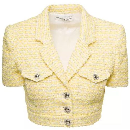 Cropped Jacket With Pockets And Silver Buttons In - Größe 40 - yellow - Alessandra Rich - Modalova