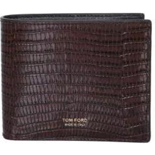 Portemonnaies - Gold-Tone Logo Print Leather Cardholder - Gr. unisize - in - für Damen - Tom Ford - Modalova