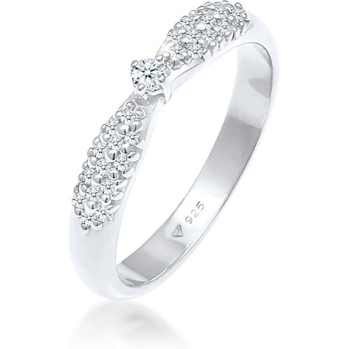 Ringe - Ring Verlobung Glamour Diamant (0.16 ct) 925 Silbe - Gr. 58 MM - in Silber - für Damen - Elli - Modalova