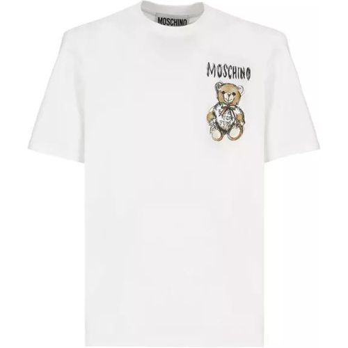 T-Shirt With Logo - Größe 46 - white - Moschino - Modalova