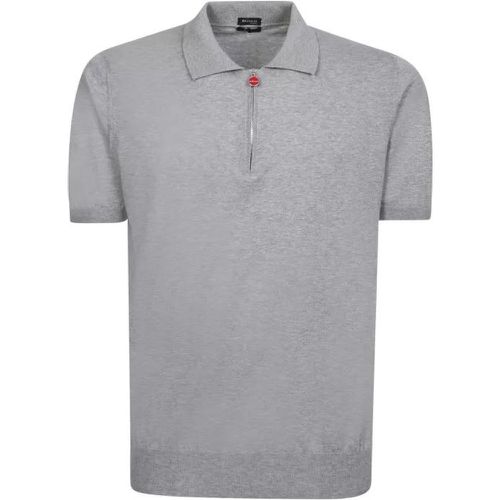 Cotton Zip Grey Polo Shirt - Größe S - gray - Kiton - Modalova