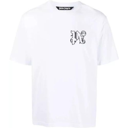 White Monogram T-Shirt - Größe S - white - Palm Angels - Modalova