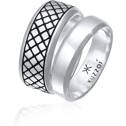 Ringe - Ring Herren Bandring Basic 2er Set 925 Silber - Gr. 64 MM - in Schwarz - für Damen - Kuzzoi - Modalova