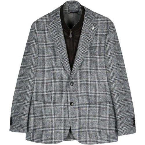 Blue Wool Check Jacket - Größe 52 - Luigi Bianchi - Modalova