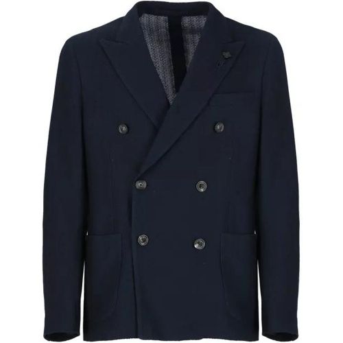 Blue Cotton Double Breasted Jacket - Größe 48 - blue - Lardini - Modalova