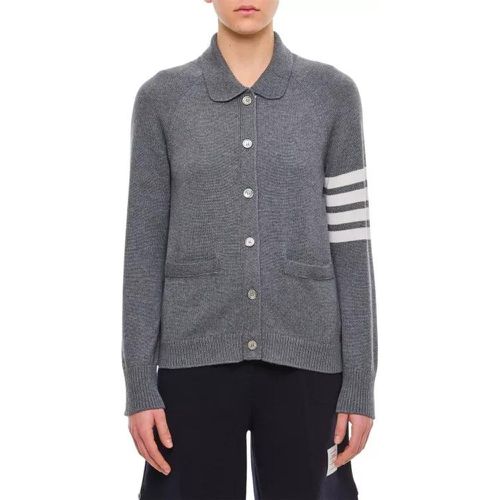 Polo Collar Virgin Wool Cardigan - Größe 38 - gray - Thom Browne - Modalova