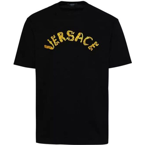 Black Cotton T-Shirt - Größe L - black - Versace - Modalova