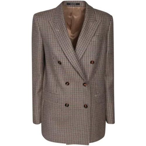 Houndstooth Pattern Jacket - Größe 44 - brown - Tagliatore - Modalova