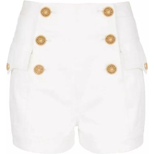 White 6-Button Denim Shorts - Größe 36 - white - Balmain - Modalova
