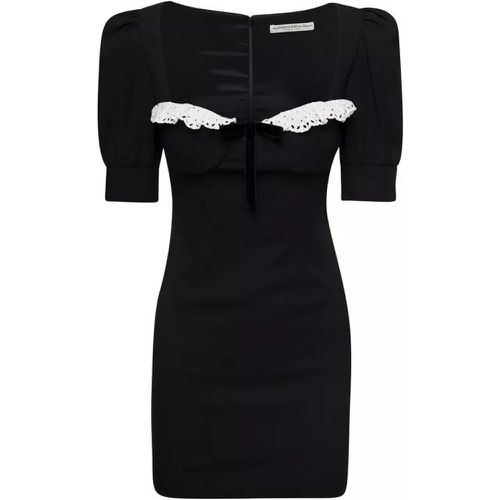 Black Mini Dress With Lace Detail On The Front In - Größe 38 - black - Alessandra Rich - Modalova
