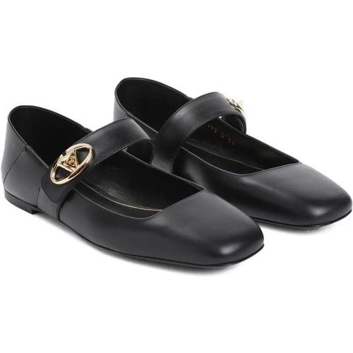 Loafers & Ballerinas - Vlogo Locker Black Nappa Calf Leather Ballerinas - Gr. 37 (EU) - in - für Damen - Valentino - Modalova