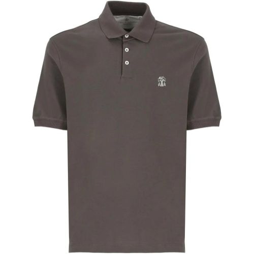 Brown Cotton Polo Shirt - Größe L - BRUNELLO CUCINELLI - Modalova