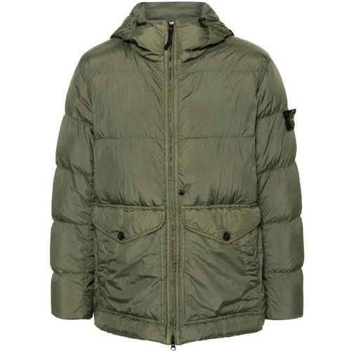 Crinkled Hooded Puffer Coat - Größe L - Stone Island - Modalova