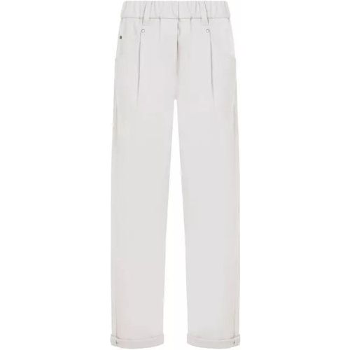 Pull On Light Beige Cotton Pants - Größe 38 - BRUNELLO CUCINELLI - Modalova