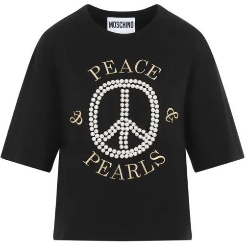 Black Cotton T-Shirt - Größe XS - Moschino - Modalova